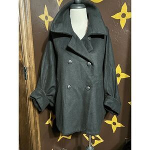 Hazel Black Wool Cape Style Coat Size Small
